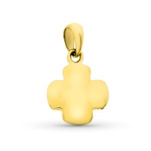 18K CRUZ ORO AMARILLO HUECA MATE Y BRILLO 18X14 MM