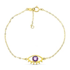 18K PULSERA ORO AMARILLO OJO 15X9 MM PIEDRA BRIOLET 5 MM 19 CM
