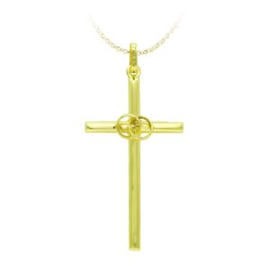 18K CRUZ ORO AMARILLO HUECA ALIANZAS. 31X16 MM