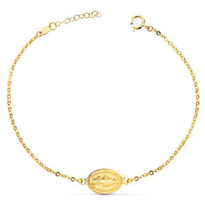 18K PULSERA ORO AMARILLO CON MEDALLA MILAGROSA 13 X 10 MM. LARGO: 17 2 CM