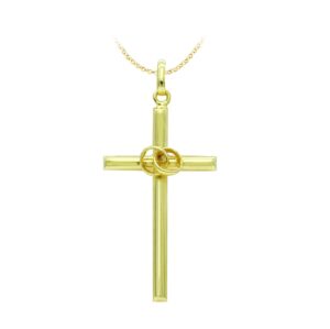 18K CRUZ ORO AMARILLO HUECA ALIANZAS. 27X14 MM
