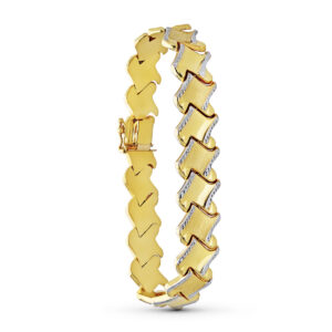 18K PULSERA ORO BICOLOR ESTAMPACION
