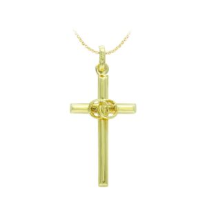 18K CRUZ ORO AMARILLO HUECA ALIANZAS. 23X12 MM