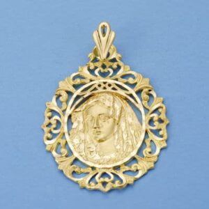 18K MEDALLA VIRGEN DE LA MACARENA CERCO 40X31 MM