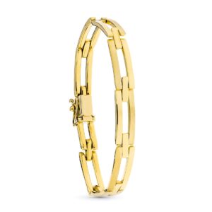 18K PULSERA ORO AMARILLO ESLABON RECTANTULAR MATE Y BRILLO