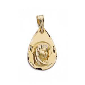 18K MEDALLA VIRGEN NIÑA GOTA 19x12 MM