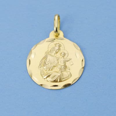 18K MEDALLA VIRGEN DEL CARMEN TALLADA 18 MM