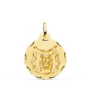 18K MEDALLA SANTA FAZ TALLADA 22 MM