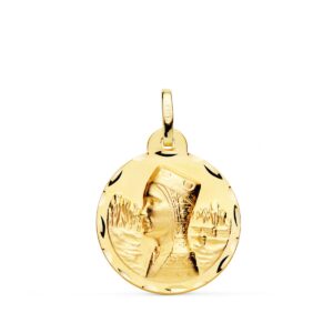 18K MEDALLA VIRGEN DE MONTSERRAT TALLADA 20 MM