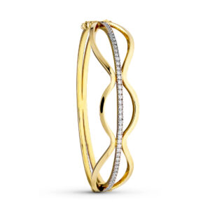 18K PULSERA RIGIDA ORO BICOLOR CIRCONITAS