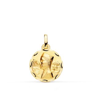 18K MEDALLA VIRGEN MONTSERRAT 16 MM TALLADA