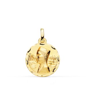 18K MEDALLA VIRGEN DE MONTSERRAT TALLADA 18 MM