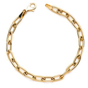 18K PULSERA ORO AMARILLO ESLABONES HUECOS ANCHO: 5 MM. LARGO: 19 CM