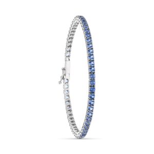 18K PULSERA ORO BLANCO PIEDRAS AZULES 19 CM