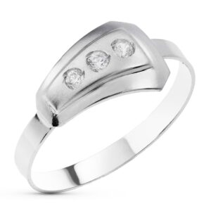 18K SORTIJA ORO BLANCO MATE Y BRILLO CON CIRCONITA