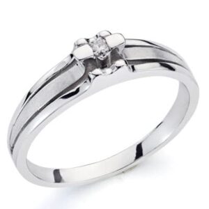 18K SORTIJA ORO BLANCO BRILLANTE. 0.042 QTS.
