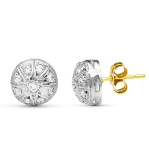 18K PENDIENTES ORO BICOLOR CIRCONITA 9 MM