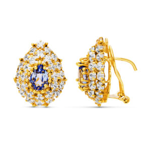 18K PENDIENTES ORO AMARILLO PIEDRA Y CIRCONITAS 20X14