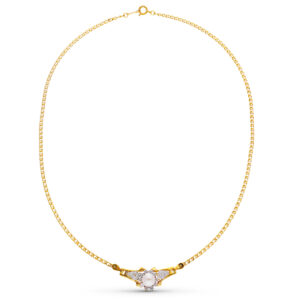 18K GARGANTILLA ORO BICOLOR PERLA Y CIRCONITAS