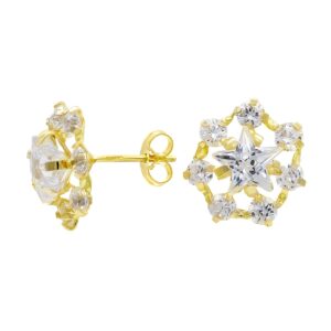18K PENDIENTES ORO AMARILLO ESTRELLA Y CIRCONITAS