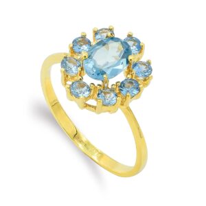 18K SORTIJA ORO AMARILLO AGUAMARINA 7X5 MM