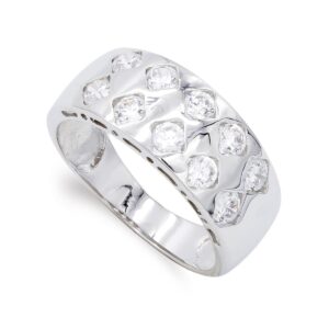 18K SORTIJA ORO BLANCO CIRCONITAS ANCHO 8 MM