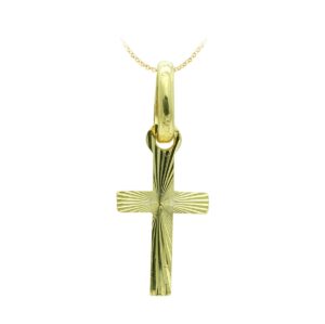 18K CRUZ ORO AMARILLO TALLADA 16X8 MM