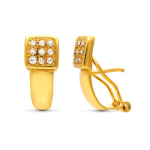 18K PENDIENTES ORO AMARILLO CON CIRCONITAS 18X18 MM