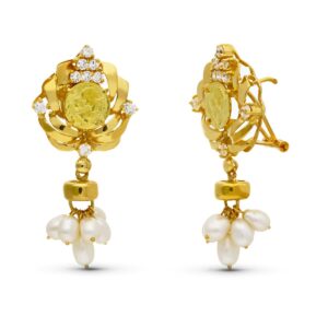 18K PENDIENTES ORO AMARILLO MADRE PERLA 38X19 MM
