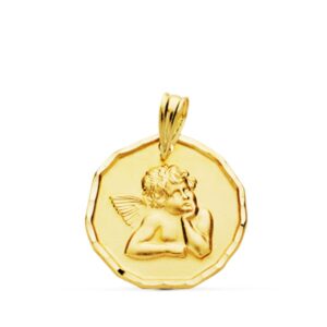 9K MEDALLA ANGELITO BURLON MATE BORDES TALLADOS 18 MM