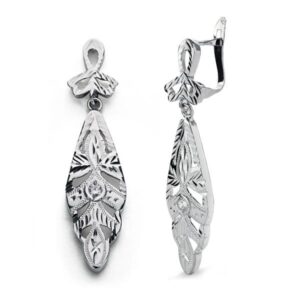 9K PENDIENTES ORO BLANCO CIGARRON. 38X9 MM
