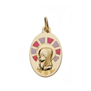 9K MEDALLA VIRGEN NIÑA ESMALTE 9K 21X13 MM