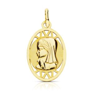 9K MEDALLA VIRGEN NIÑA OVAL. 21X12 MM