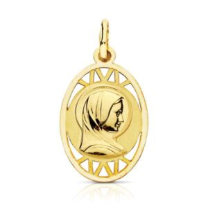 9K MEDALLA VIRGEN FRANCESA 19X13 MM