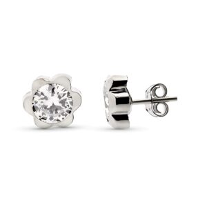 9K PENDIENTES ORO BLANCO MARGARITA LIGERA 6X6 MM CIERRE PRESION