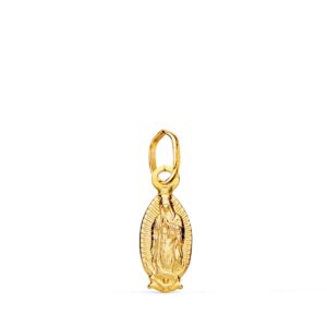 18K MEDALLA VIRGEN DE GUADALUPE MEXICO SILUETA MATIZADA 14 X 6 MM
