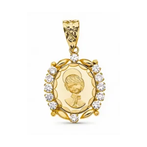 18K MEDALLA ORO AMARILLO COMUNION CIRCONITAS 19X15 MM – Comunión e infantil