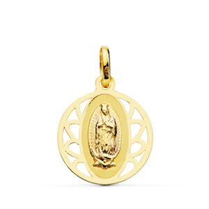 18K VIRGEN GUADALUPE CERCO REDONDO 16 MM