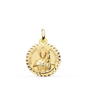 18K MEDALLA SANTIAGO APOSTOL TALLA CRUZADA 18 MM