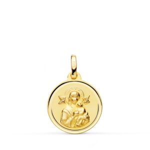 18K MEDALLA VIRGEN DEL PERPETUO SOCORRO BISEL 16 MM