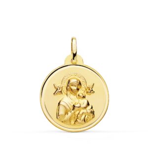 18K MEDALLA VIRGEN DEL PERPETUO SOCORRO BISEL 22 MM