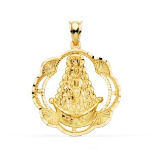 18K MEDALLA VIRGEN DEL ROCIO PANDERETA 31X28 MM