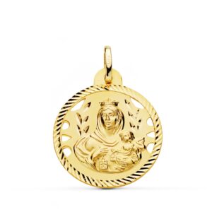 18K MEDALLA VIRGEN DEL CARMEN CALADA HELICE 24 MM