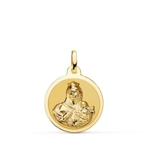 18K MEDALLA VIRGEN DEL CARMEN BRILLO 18 MM