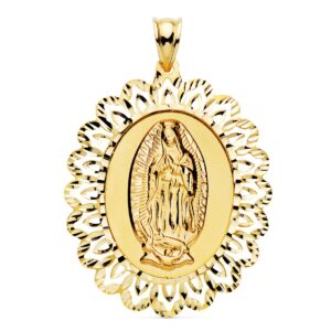 18K MEDALLA VIRGEN DE GUADALUPE CERCO 42X34 MM
