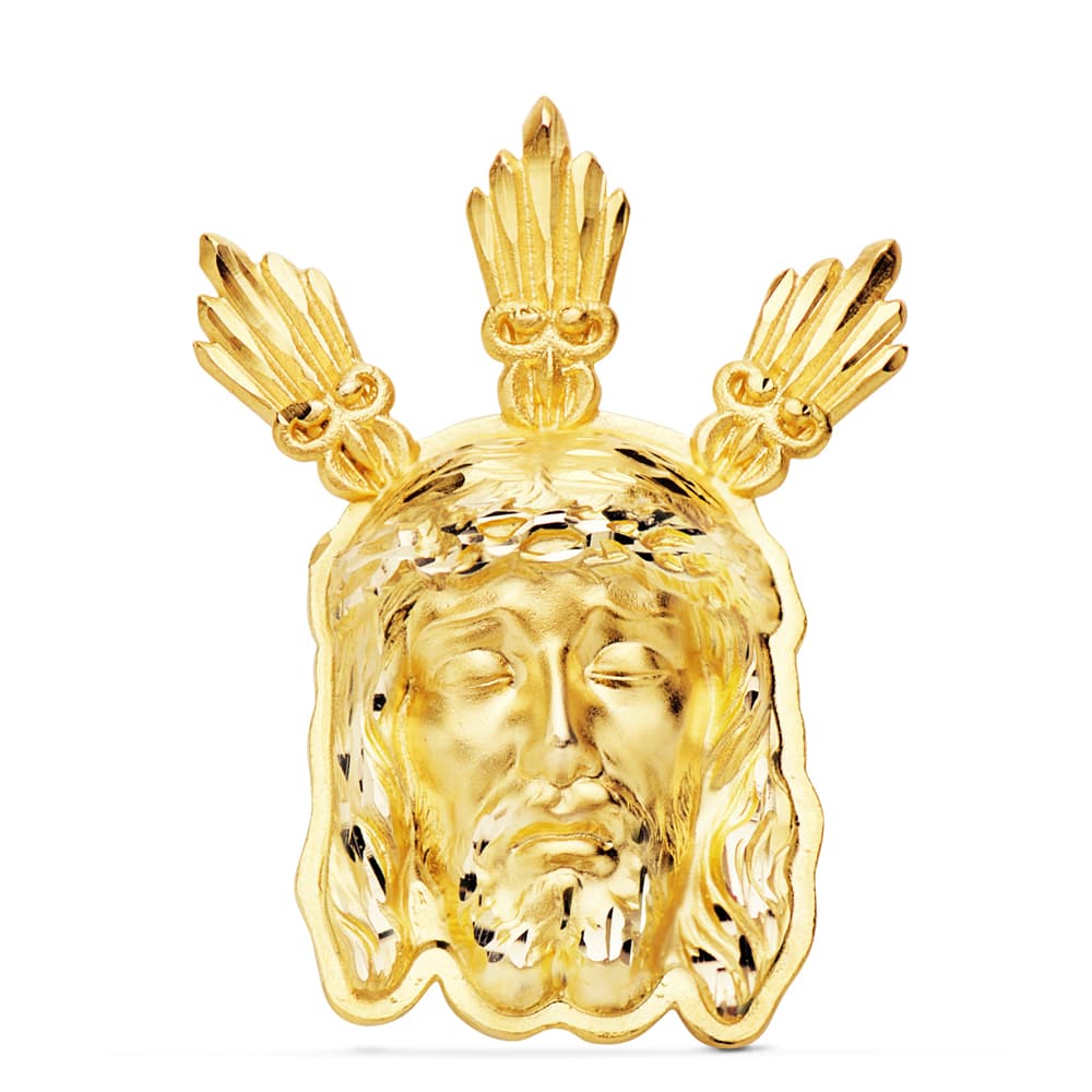 18K COLGANTE CABEZA DE CRISTO POTENCIAS 39X28 MM