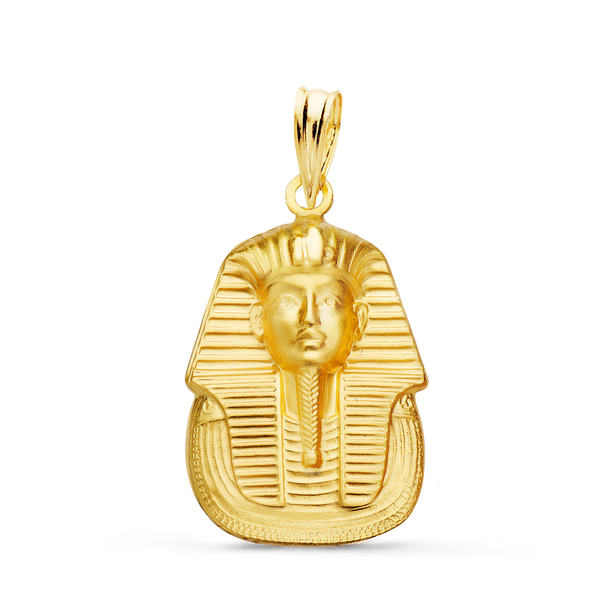 18K COLGANTE ORO AMARILLO TUTANKAMON MATIZADO. 20X14 MM