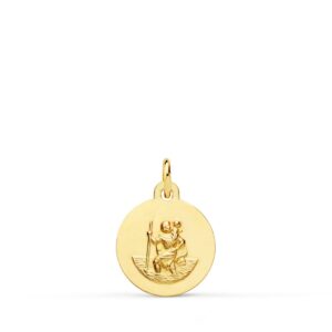 18K MEDALLA SAN CRISTOBAL LISA MATIZADA 12 MM