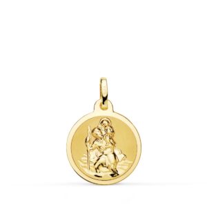 18K MEDALLA SAN CRISTOBAL BRILLO Y MATE 16 MM
