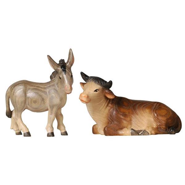 Buey acostado y burro